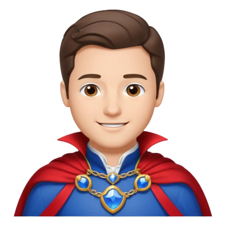 prince charming from snow white. He is brunette and has a red cape, under he's got a white shirt and a blue breast plate. He is smiling sticker