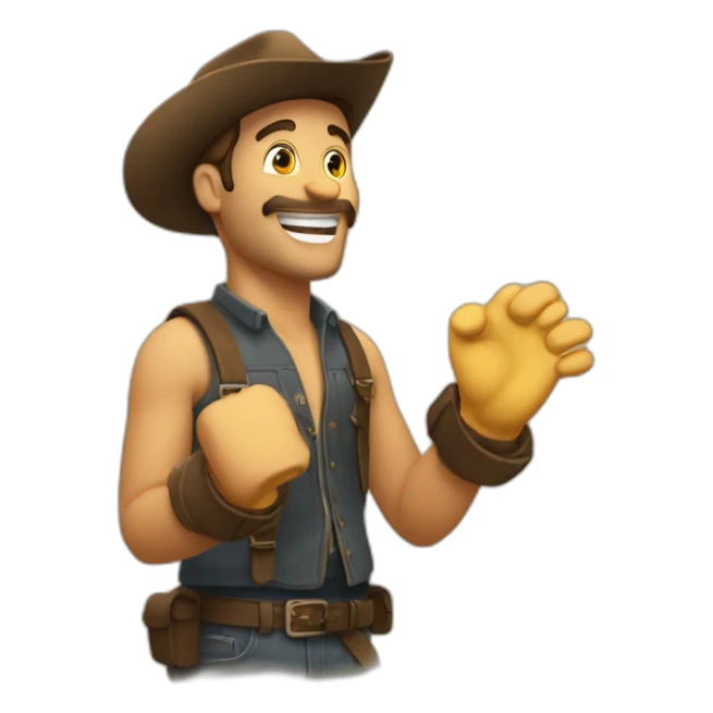 hombre festejando estirando los brazos hacia arriba feliz sticker