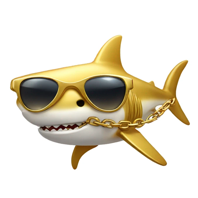 golden shark with chain and sunglasse sticker