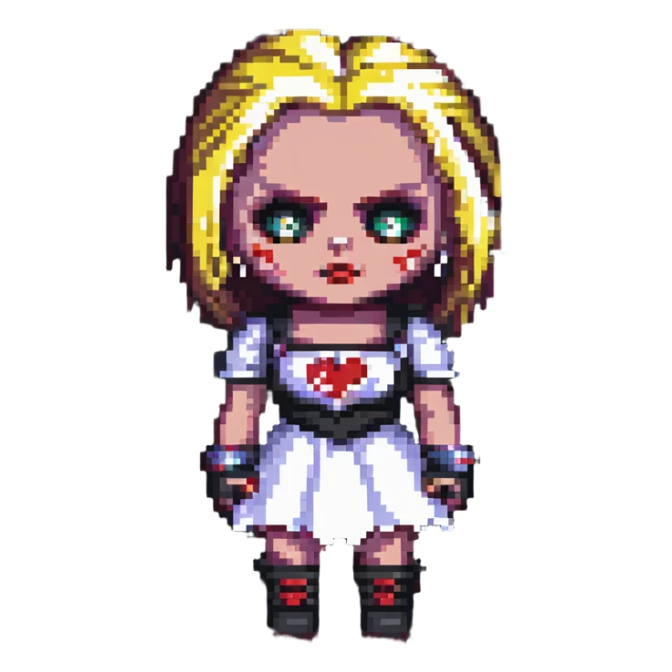 Chucky's bride in pixel art style sticker