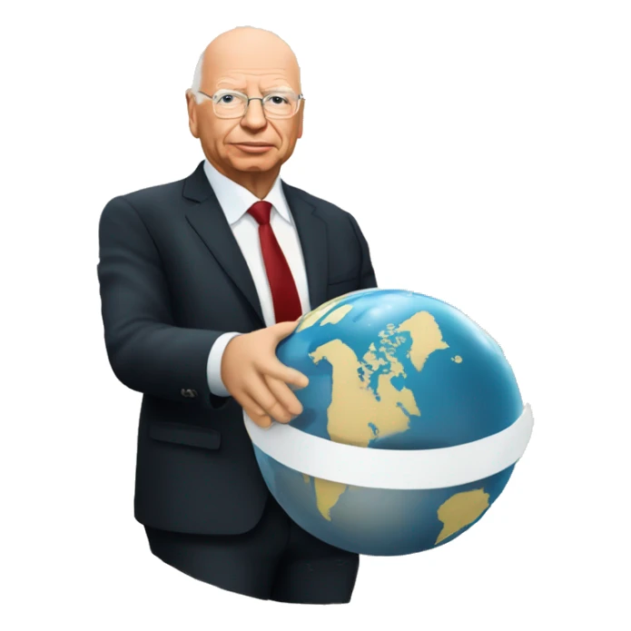 klaus schwab with the globe in his hand and "WEF" written behind him sticker