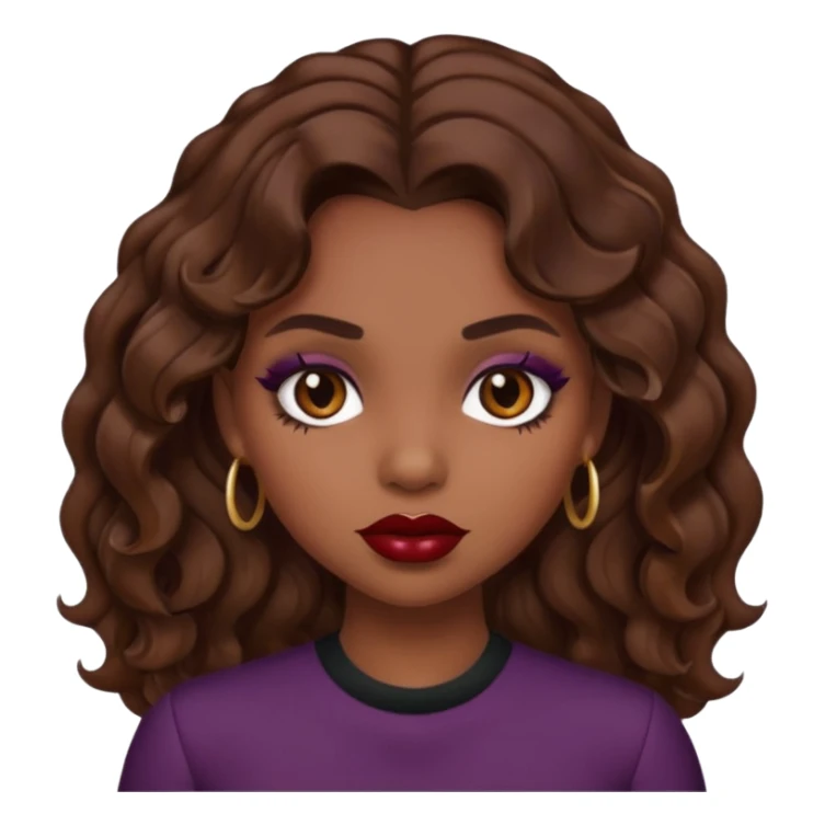 Baddie girl with brown weavy hair sticker