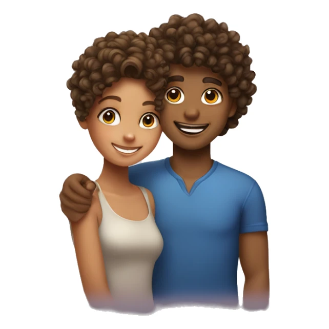 happy girl with curly hair and boy indoors sticker