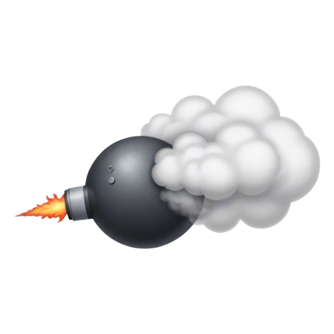 cannonball flying in the air with smoke behind it sticker