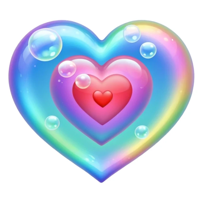 trail of bubbles no faces in heart  sticker