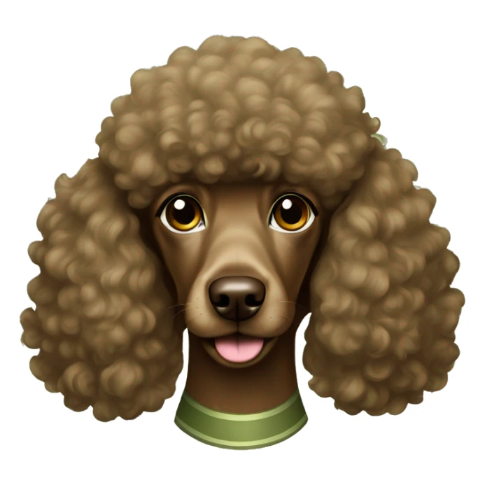 brown poodle girl portrait with khaki green sticker