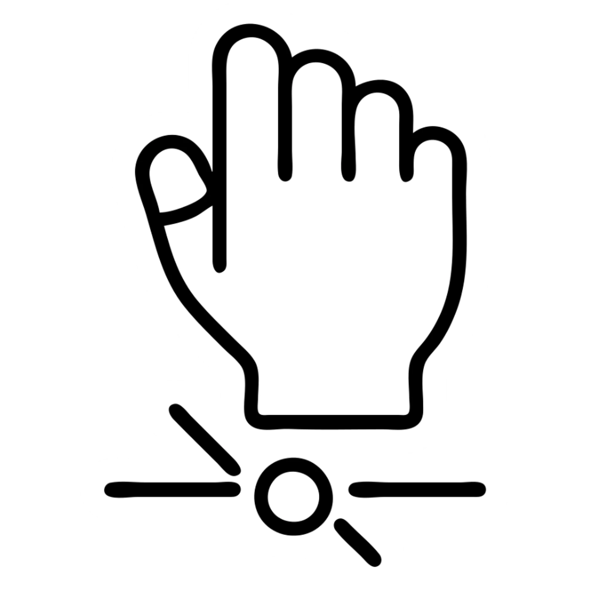 Redesign the logo to make the touch to the physical world more obvious, use only straight lines and a very simple color scheme (one or two colors, e.g., blue and white). Keep the design clean, minimalist, and modern. sticker