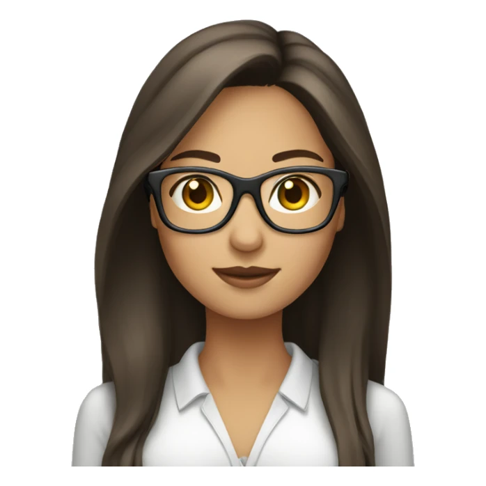 Glasses long hair brunette woman using computer sticker