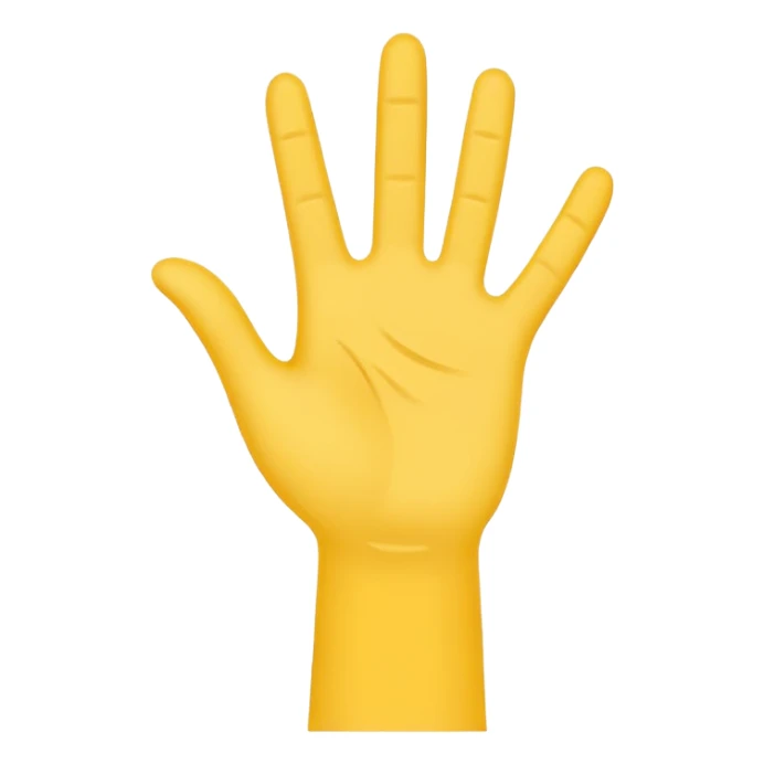 Graphic: 👋 Waving hand icon (white with yellow outline).
Animation: Hand waves back and forth.
Background: Transparent. sticker