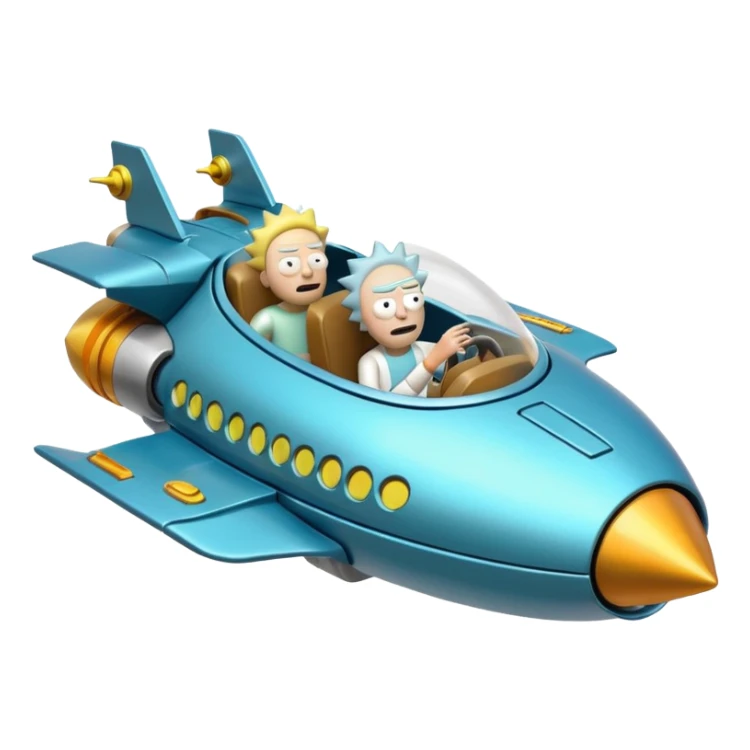Hot wheel Rick and Morty flying in spaceship to citadel  sticker