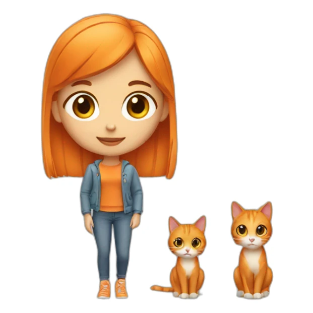 girl with cat orange sticker