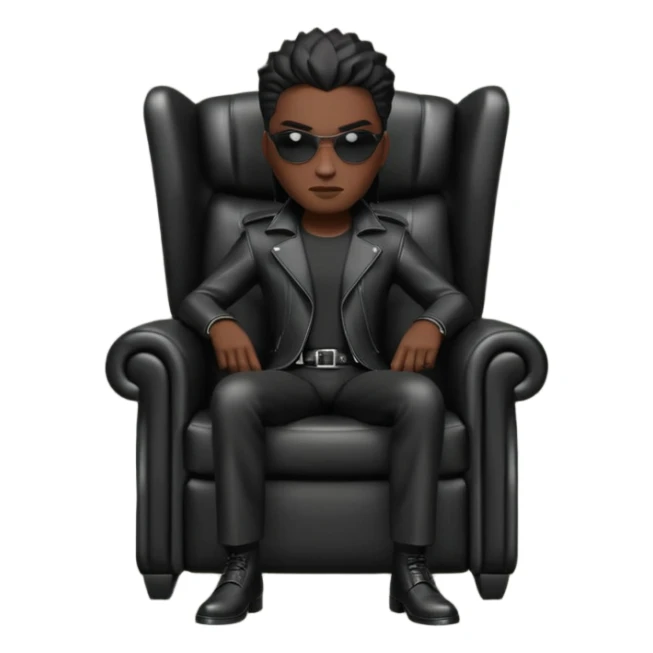 Matrix trinity black leather full body sit on a leather armchair sticker