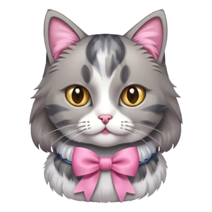 Dilute grey calico cat with pink ribbon sticker