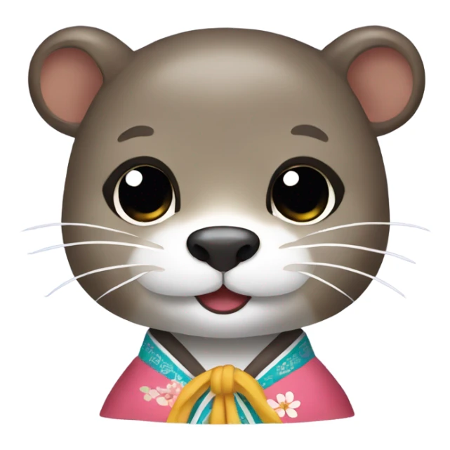 a otter face wearing traditional korean hanbok sticker