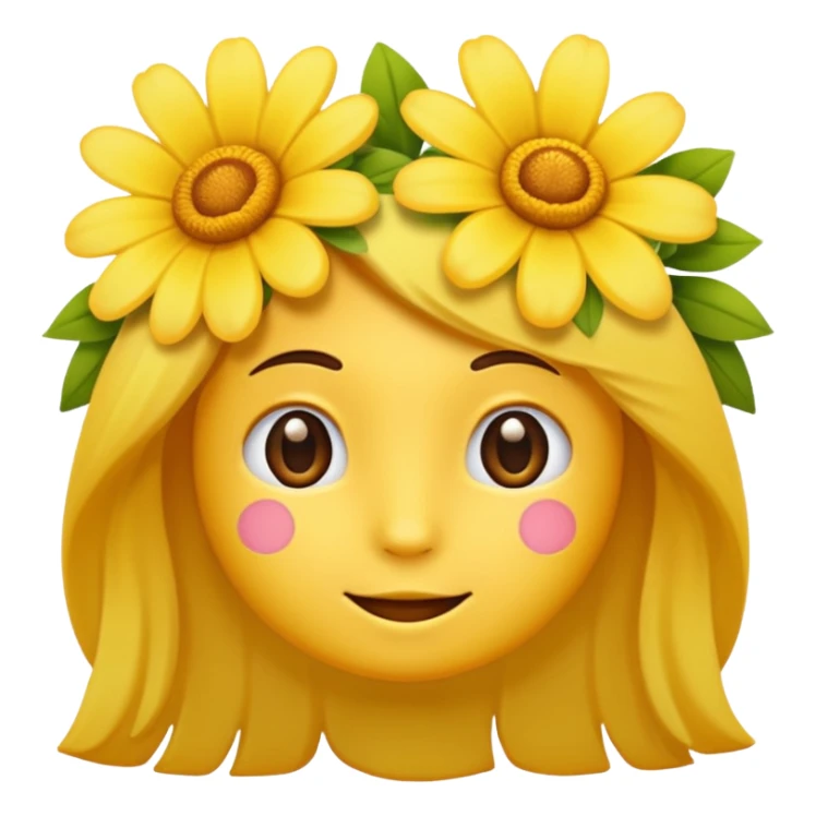 Einen fröhlichen Emoji mit Blumen im Haar sticker