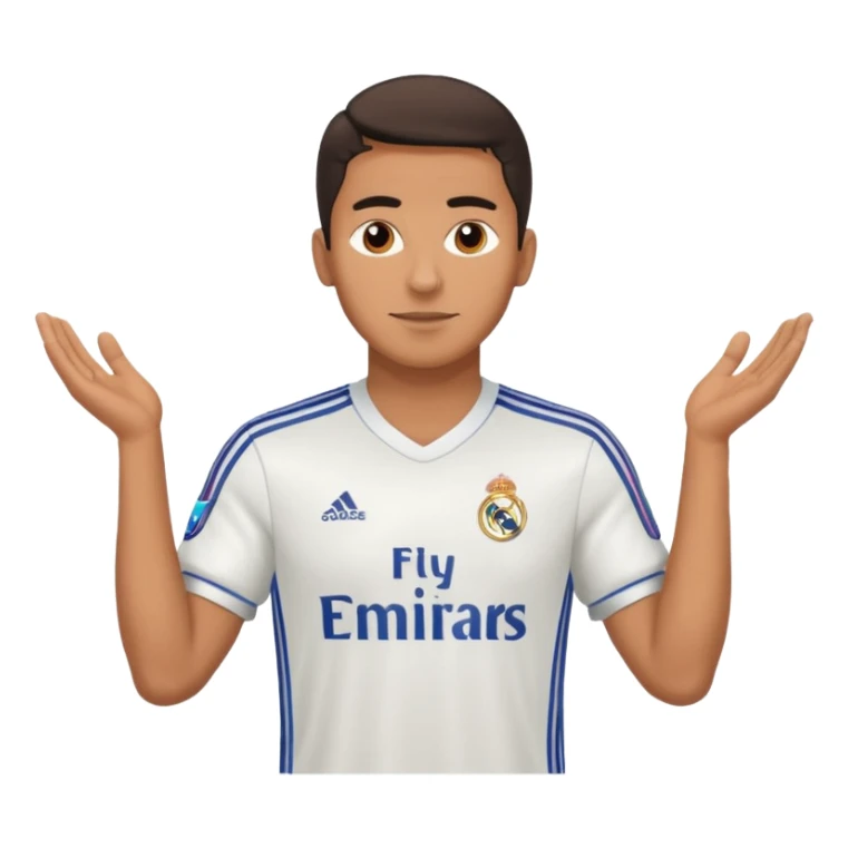 Latin male wearing adidas real madrid jersey sticker
