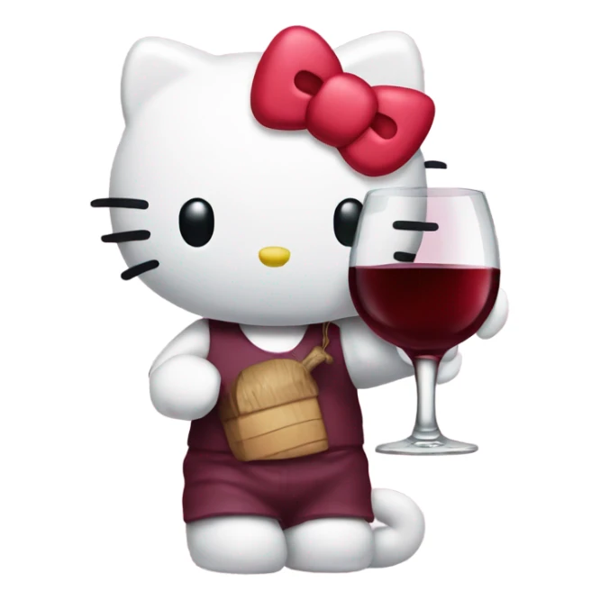 Hello Kitty drinking red wine sticker