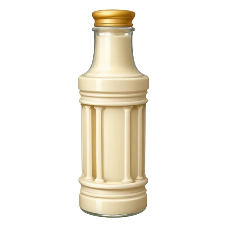 Creamy salad dressing in a bottle shaped like a roman ionic column sticker