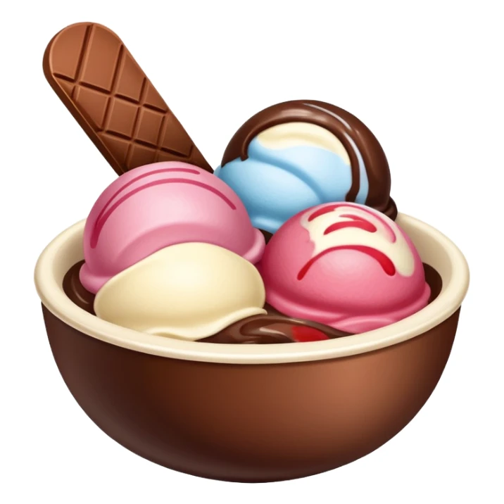 Neapolitan ice cream scoops in a bowl sticker