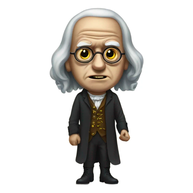 Benjiman Franklin with a zombie face sticker