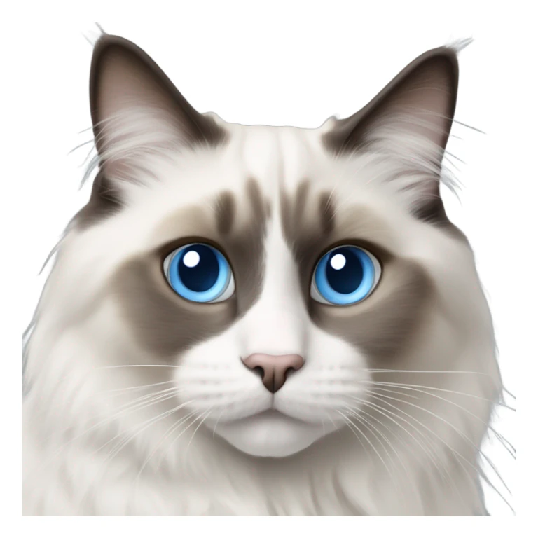 ragdoll breed cat with half grey half white nose and big blue eyes sticker