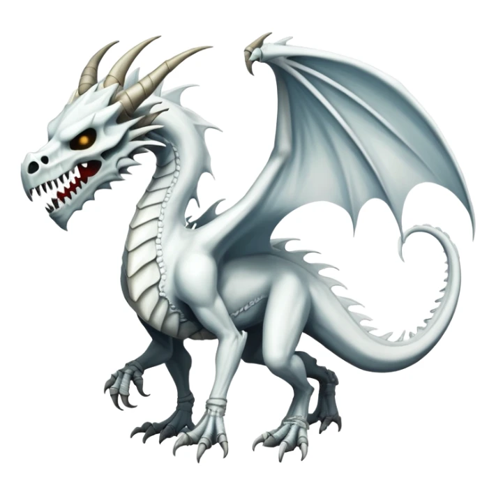 Dragon with a white dragon-cadaver-skull-mask (full body) sticker