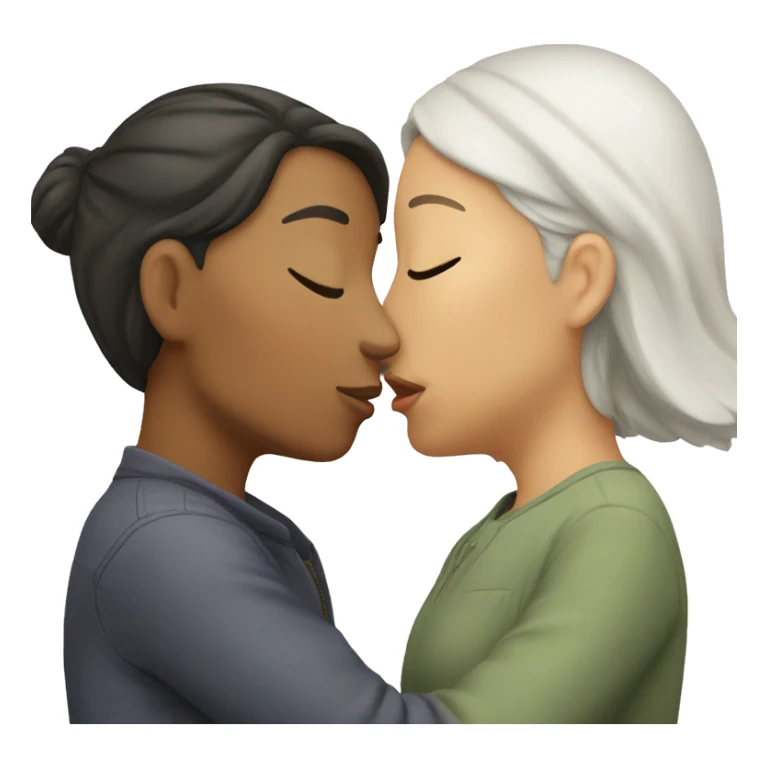 white and asian woman kissing sticker