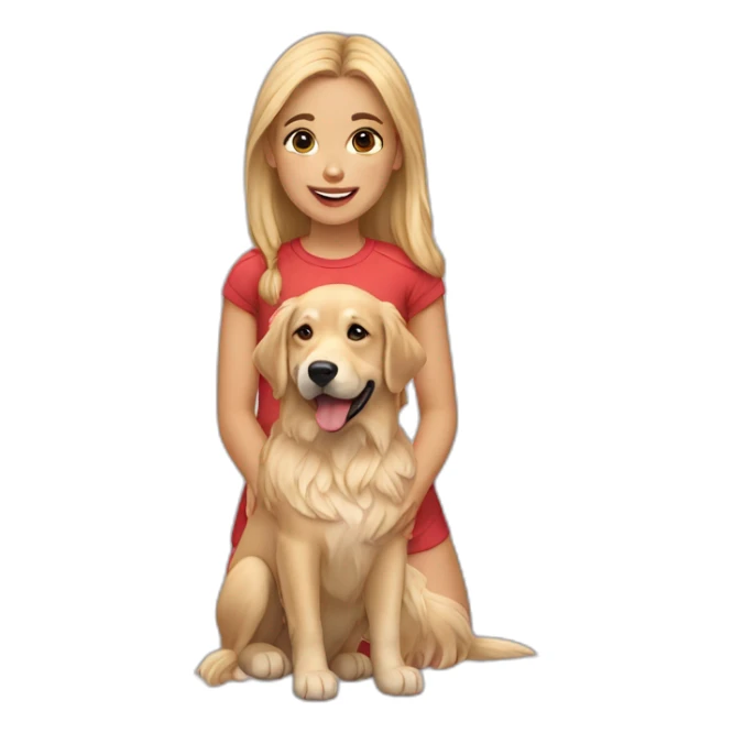 girl and golden retriever sticker