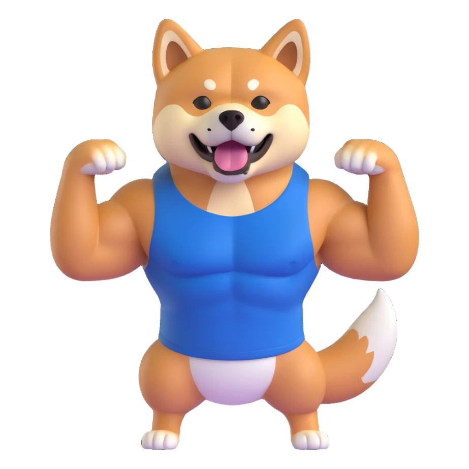 shiba inu, with muscles sticker