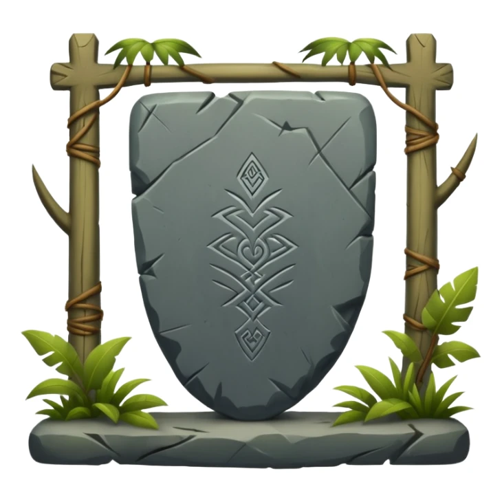 Stone Tablet – Carved gray slab with ancient runes in jyngle sticker