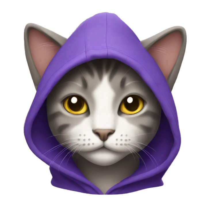 Cat wearing purple hoodie sticker