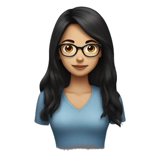 a brunette girl with glasses and long black hair sticker