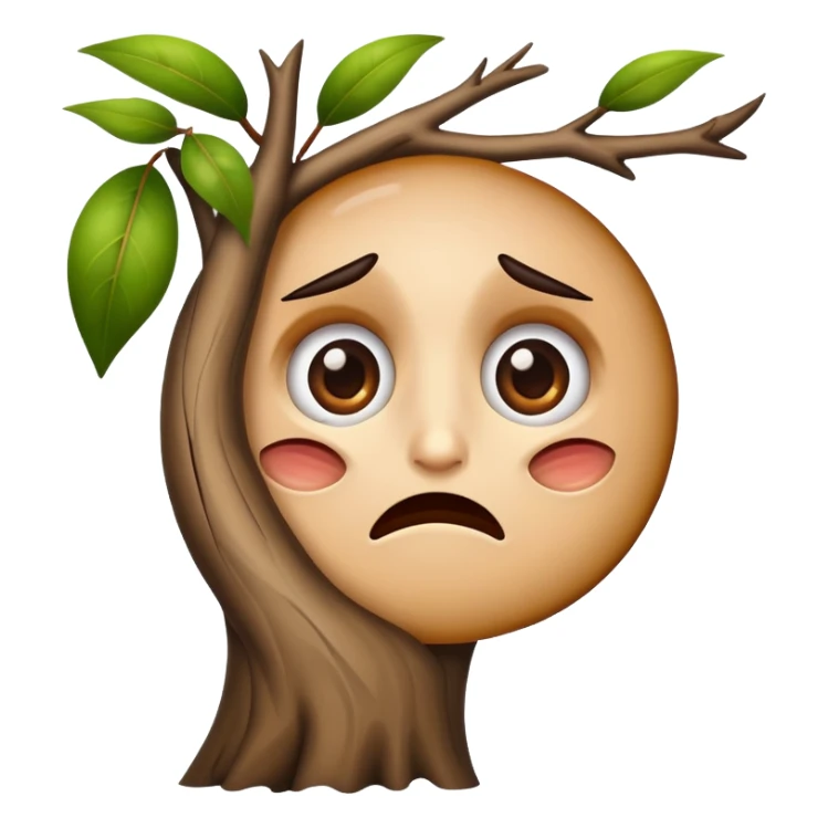 Can you create  an iPhone emoji with a tree branch in one of its eyes and a look of pain

 sticker