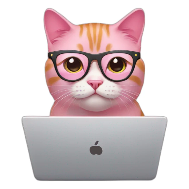 pink british cat with glasses and the laptop sticker