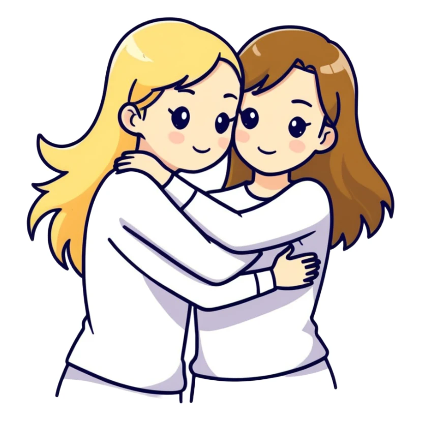 Blonde girl and brunette girl best friends sticker