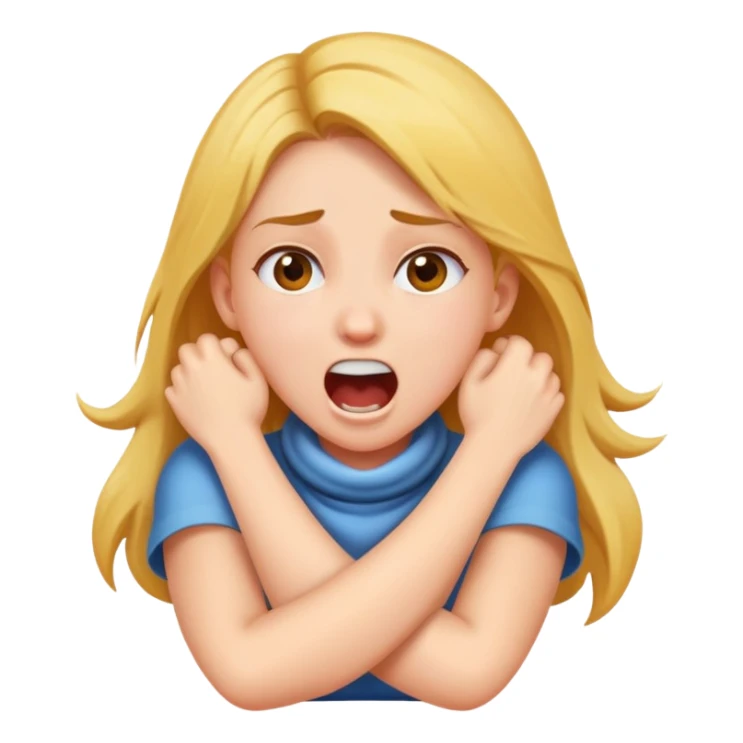 Girl crossing her arms around her neck screaming  sticker