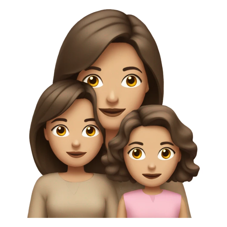 Brunette mom with brunette daughter in beige and pink sticker