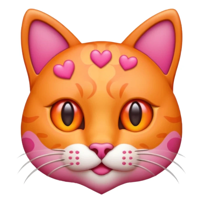 cat emoji constructed with hearts and circles sticker