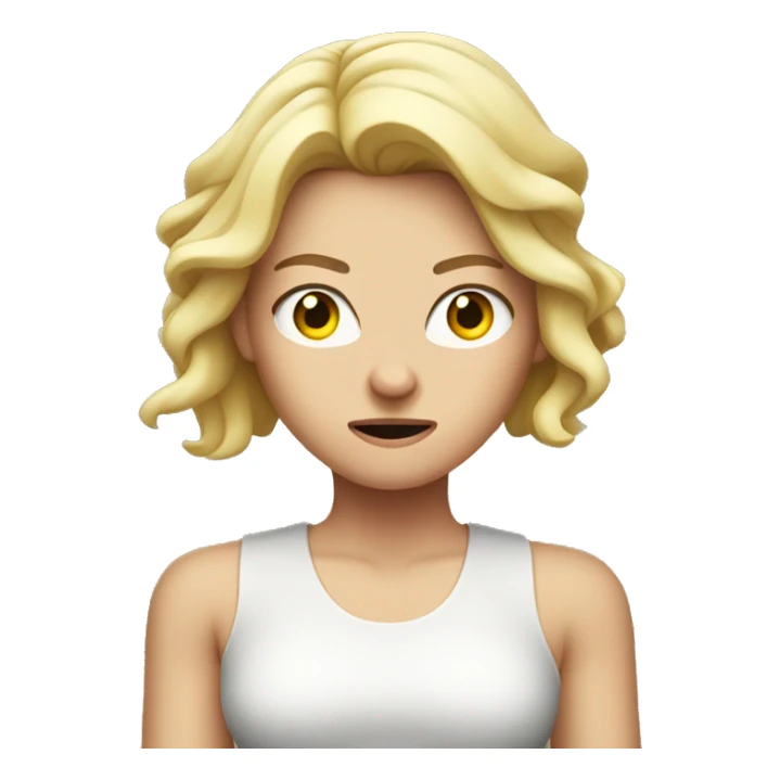 Angry white girl with hands in front of her body  sticker