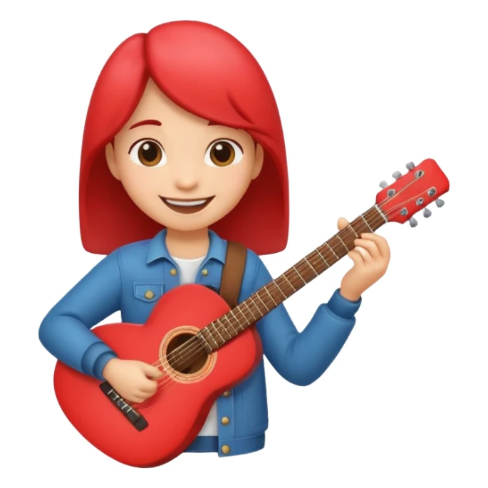 A cute shape Of Heart how is holding a guitar and smile sticker