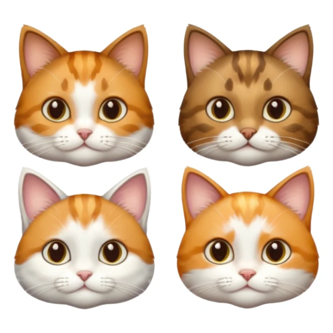 3 small cats different colours including brown tabby and white, light patchy calico, and ginger and white sticker