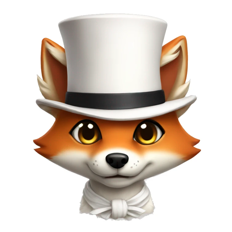 Chibi fox with wide eyes with white tophat  sticker