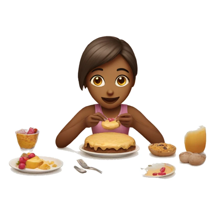 Girl eating desert on a table sticker