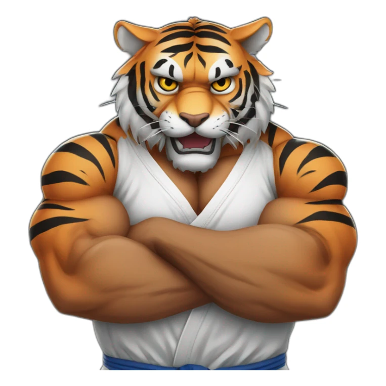 Tiger with evil face   jiu jitsu with his arms crossed sticker