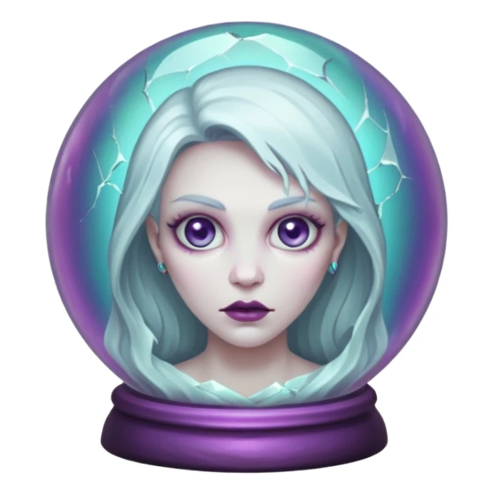 A Ghoulish Lady's head in a crystal ball sticker