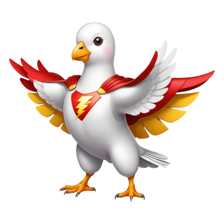 white pigeon wearing Flash superhero suit sticker