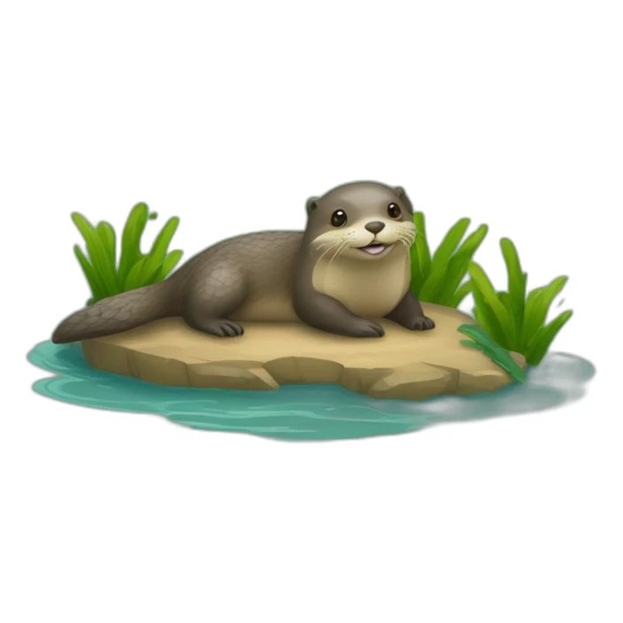 Une loutre en haut d'un tortue sticker