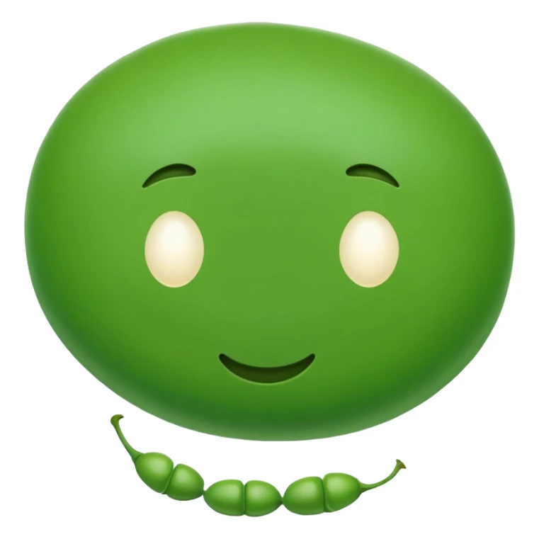A plain green pea, perfectly round and bright green, no face, no decorative elements, just a simple pea sticker