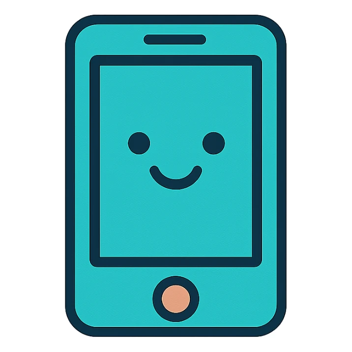 cute phone, playful and modern design, lineal color icon with black outlines sticker