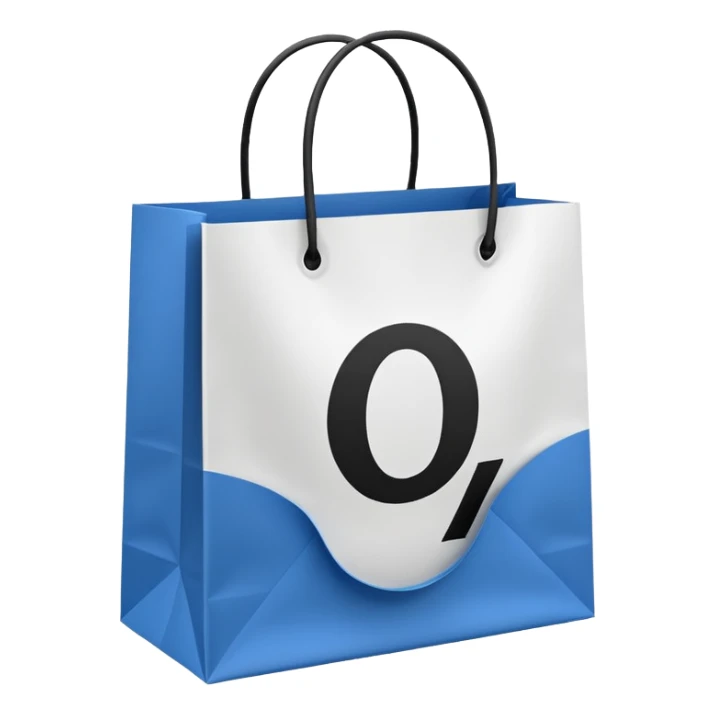 A shopping bag with a bold percent symbol (%) printed on it, symbolizing discounts and shopping benefits. sticker